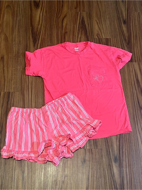 PINK Victoria's Secret Other - PINK Victoria's Secret Bright Pink Heart Pocket Pajama Set